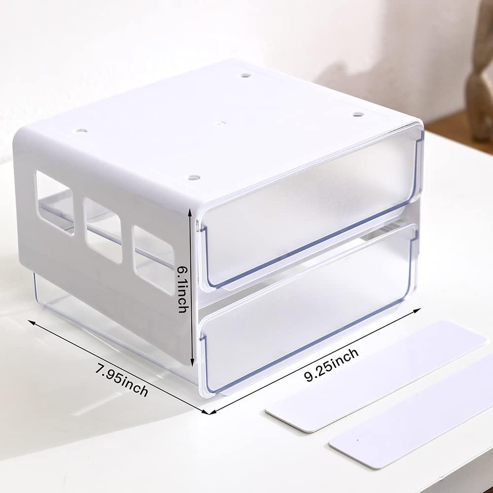 submatches Under Desk Drawer Organizer Slide Out, Hidden Self- adhesive Under Desk Storage Drawer with 2 Layers, Add a Drawer Under Table Storage Pencil Drawer for Office/Classroom/Home, White - Image 3